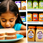 **

A split-screen image. On one side, a child sadly looks at a peanut butter sandwich. The background features older packaging of common allergy trigger foods. On the other side, the same child happily eats a colorful plate with gluten-free pasta, almond milk, and a variety of fresh fruits and vegetables. The background is a brightly lit modern supermarket aisle with diverse "Free From" labels. This image visually highlights the increased awareness and availability of alternative foods for those with allergies, moving away from limited options.

**